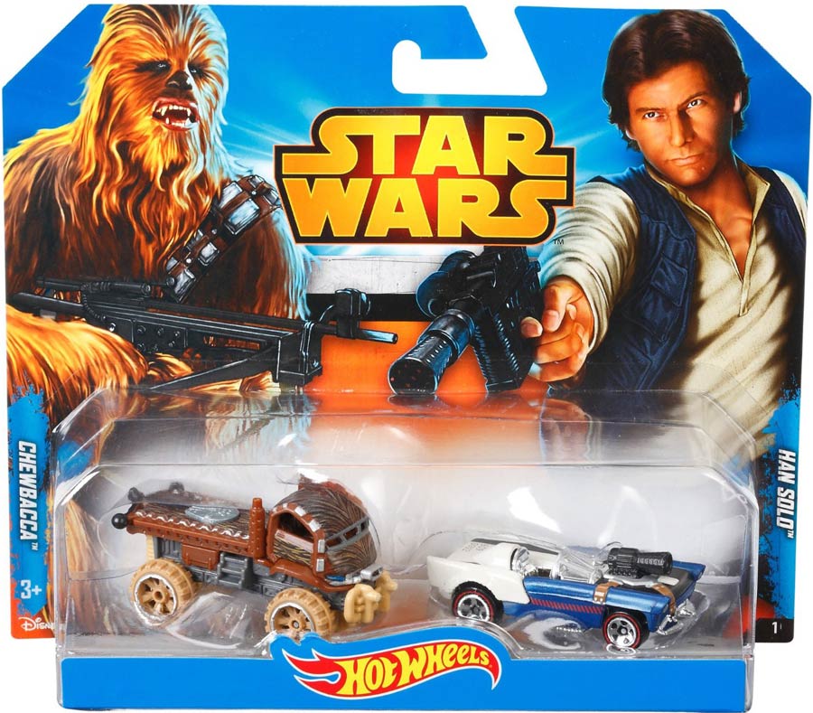 Hot Wheels Star Wars 1/64 Han Solo And Chewbacca Character Car 2-Pack