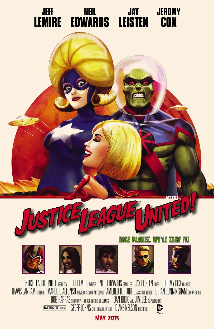 Justice League United #10 Cover B Variant Mars Attacks WB Movie Poster Cover