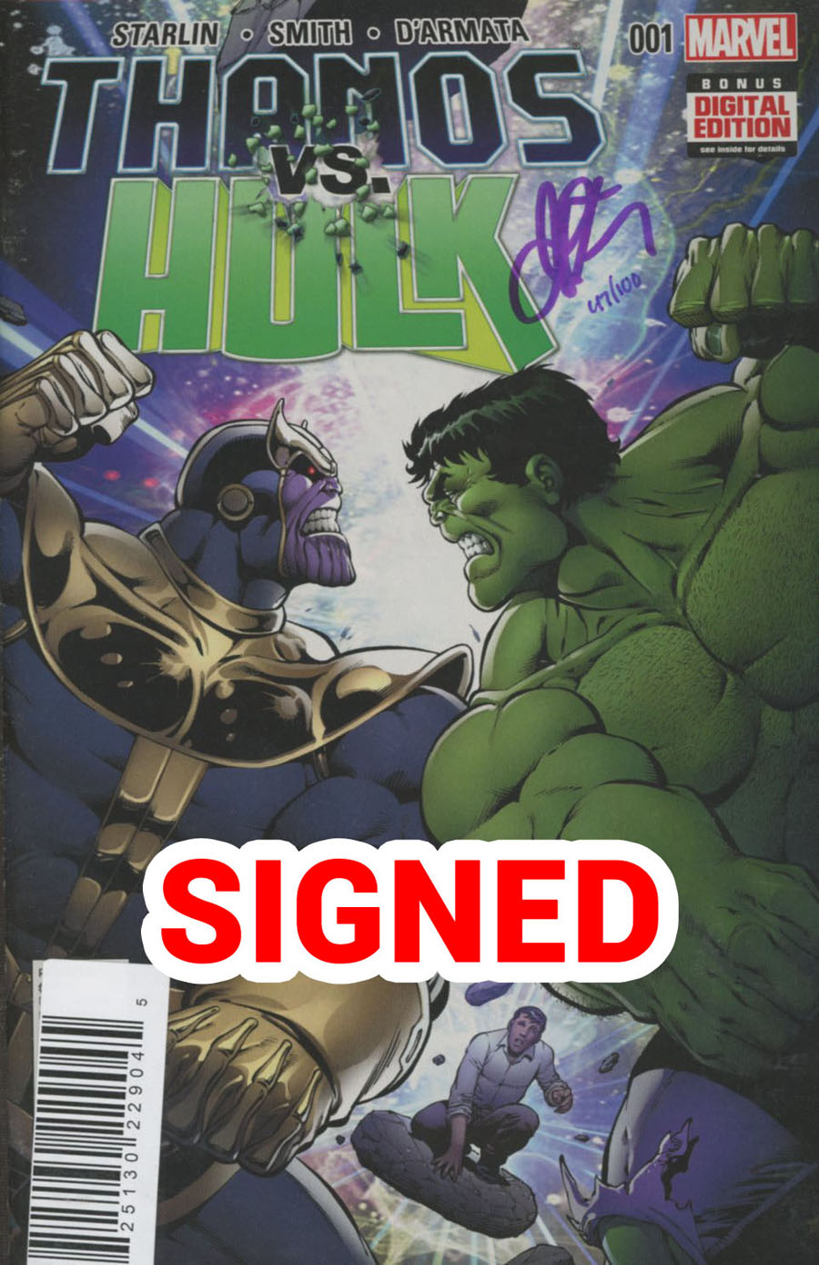 Thanos vs Hulk #1 Cover C DF Signed By Jim Starlin