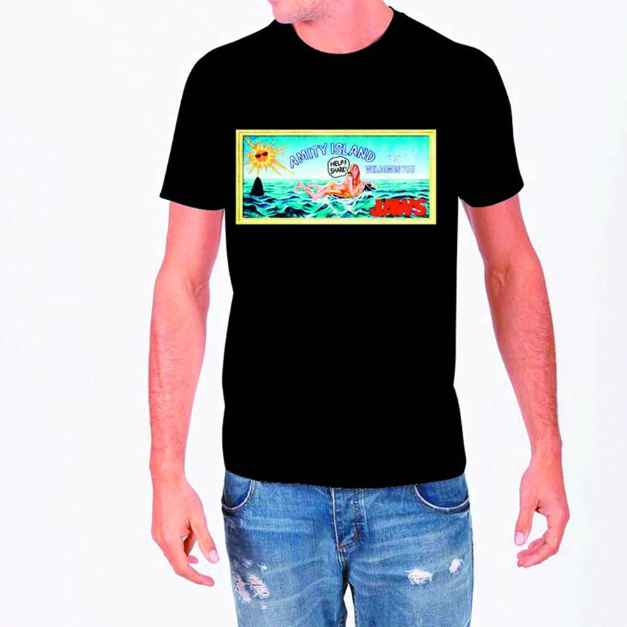 Jaws Amity Island Black T-Shirt Large