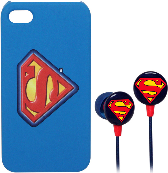 DC Comics iPhone 5 3D Case And Ear Buds Bundle - Superman