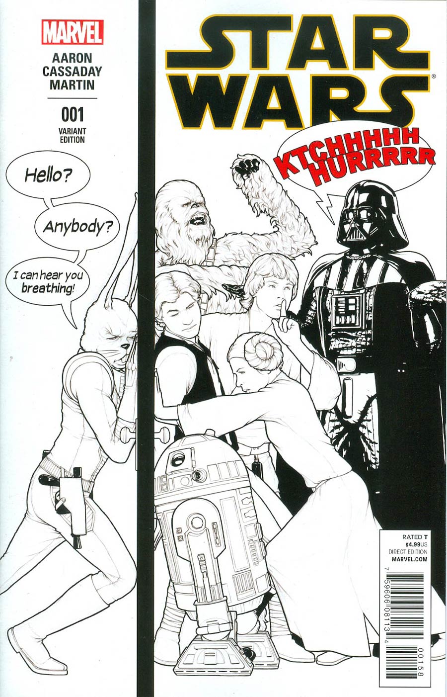 Star Wars Vol 4 #1 Cover Z-Z-A Incentive John Tyler Christopher Humorous Party Sketch Variant Cover