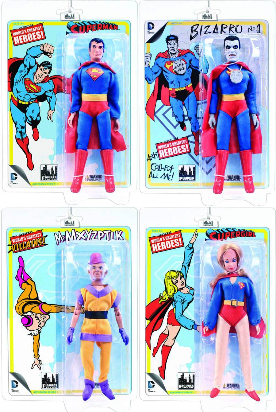 Superman Retro 8-Inch Action Figure Series 1 Complete 4-Figure Set