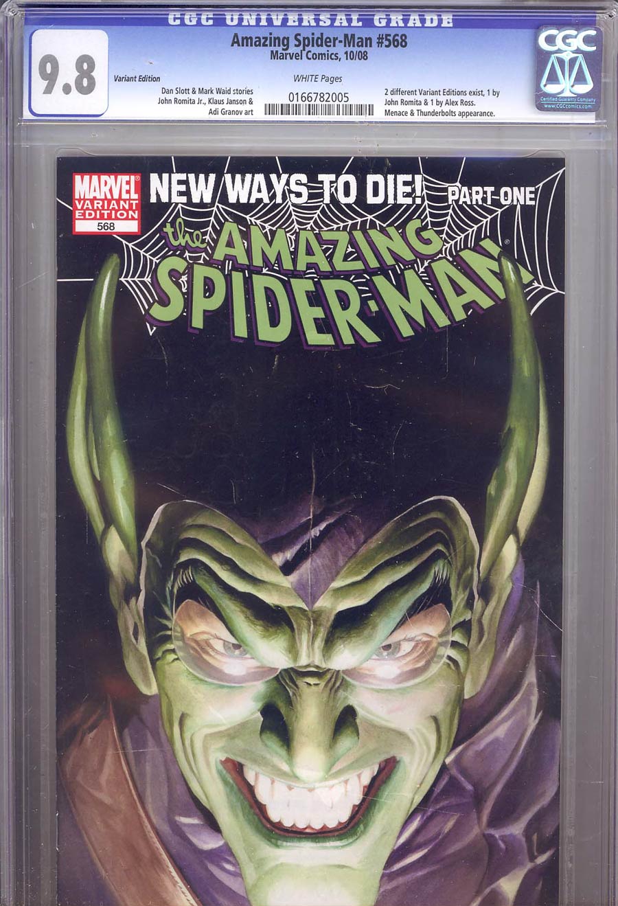 Amazing Spider-Man Vol 2 #568 CGC 9.8 1st Ptg Variant Alex Ross Green Goblin Cover