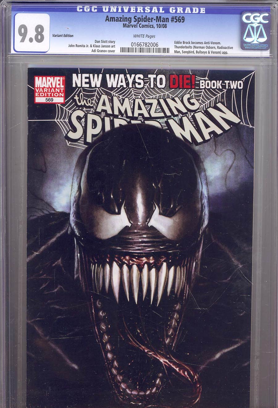 Amazing Spider-Man Vol 2 #569 CGC 9.8 1st Ptg Variant Adi Granov Venom Cover