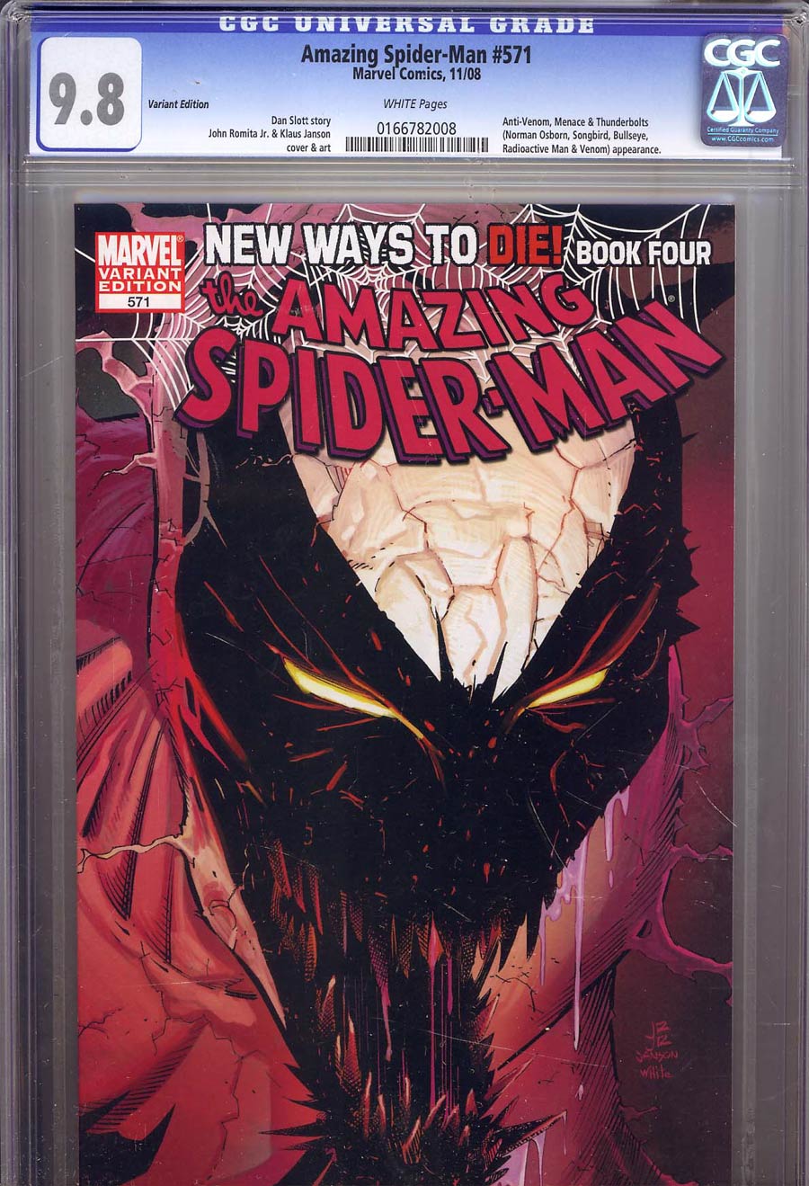 Amazing Spider-Man Vol 2 #571 CGC 9.8 1st Ptg Variant John Romita Jr Anti-Venom Cover