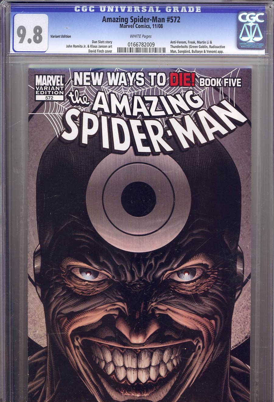 Amazing Spider-Man Vol 2 #572 CGC 9.8 1st Ptg Variant David Finch Bullseye Cover