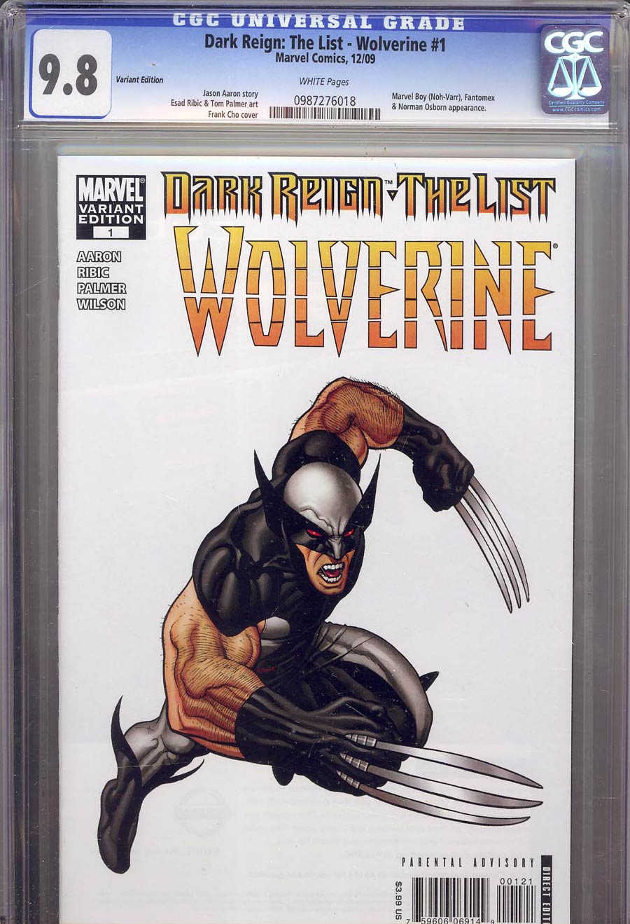 Dark Reign The List Part 7 Wolverine Cover D Incentive Frank Cho Hero Variant Cover CGC 9.8