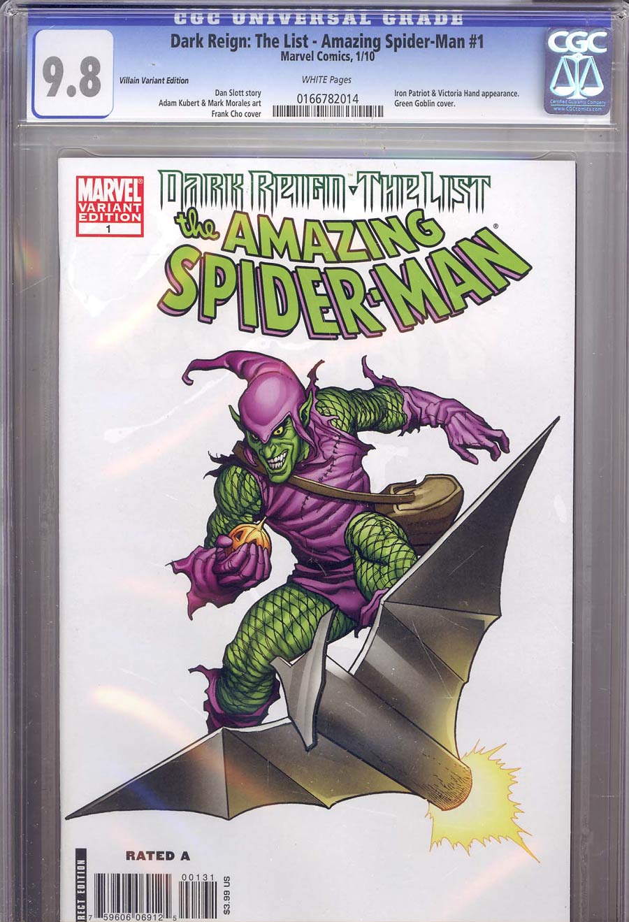 Dark Reign The List Part 8 Amazing Spider-Man Cover D Incentive Frank Cho Villain Variant Cover CGC 9.8