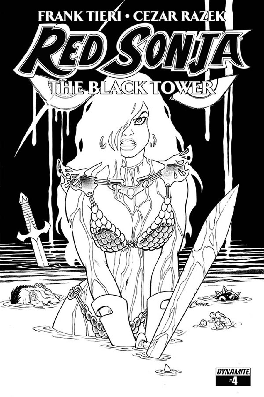 Red Sonja Black Tower #4 Cover B Incentive Amanda Conner Black & White Cover