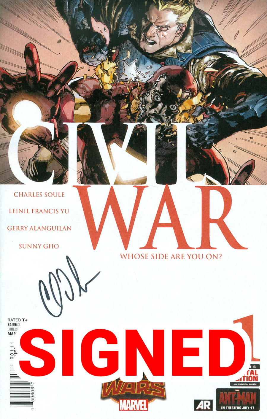 Civil War (Secret Wars) #1 Cover J Regular Leinil Francis Yu Cover Signed By Charles Soule (Secret Wars Warzones Tie-In)