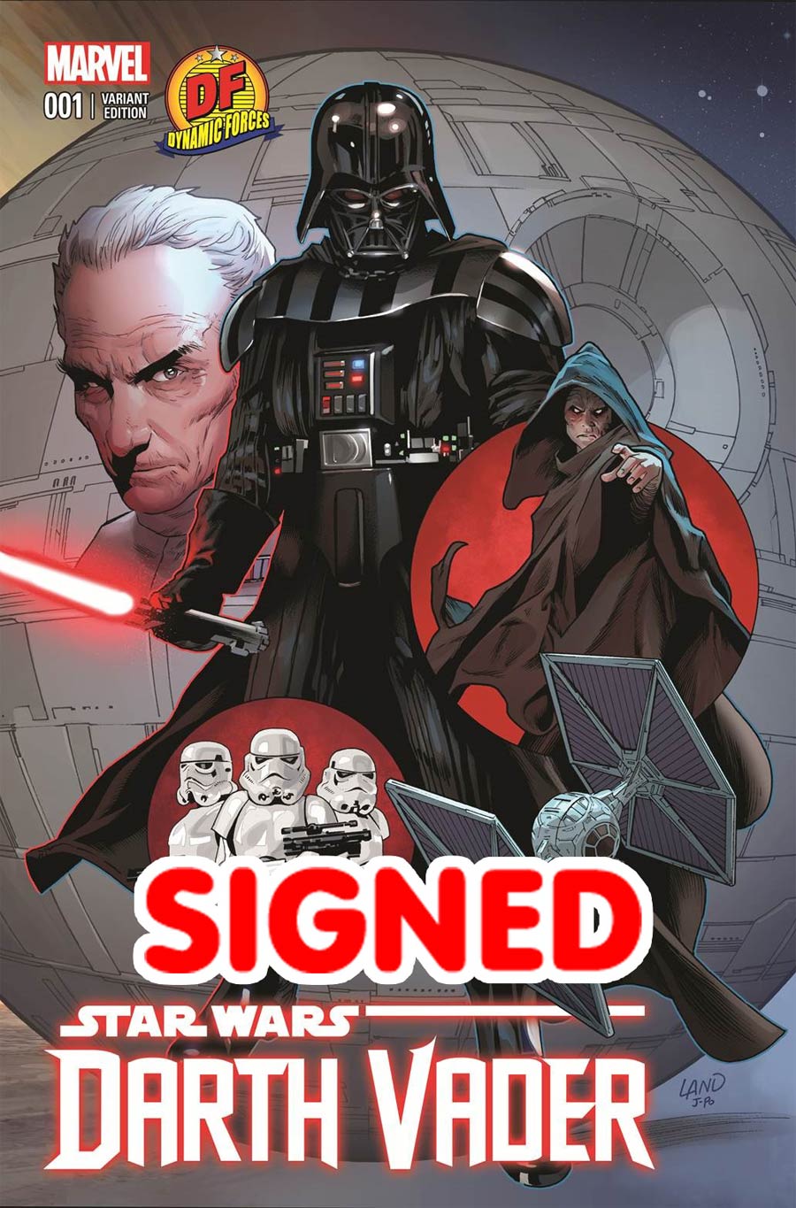 Darth Vader #1 Cover W DF Exclusive Greg Land Connecting Crimson Empire Red Variant Cover Signed By Greg Land (Part 2 of 3)