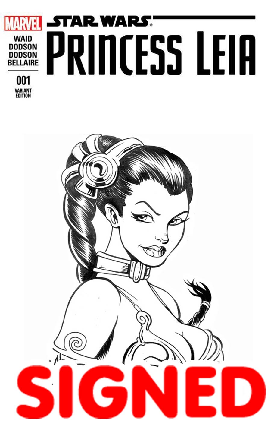 Princess Leia #1 Cover Y DF Ken Haeser Remarked Princess Leia Hand-Drawn Sketch Variant Cover Signed By Mark Waid