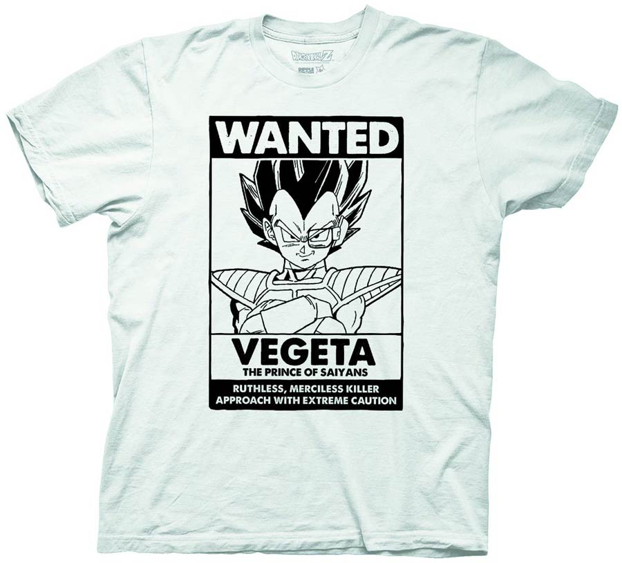 Dragon Ball Z Wanted Vegeta White T-Shirt Large