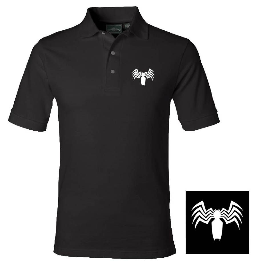 Marvel Heroes Venom Logo Black Polo X-Large