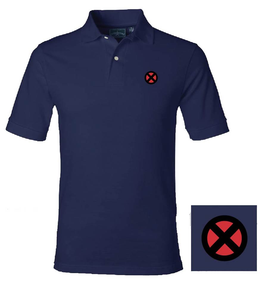 Marvel Heroes X-Men Logo Navy Polo X-Large
