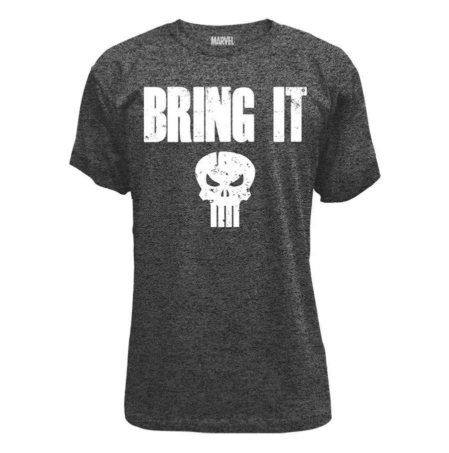 Punisher Bring The Punishment Black Charcoal Poly T-Shirt Large