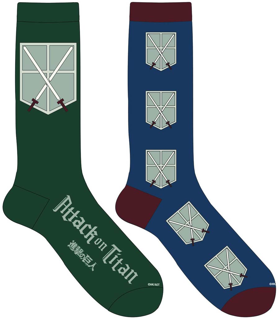 Attack On Titan Crew Socks 2-Pack - Cadet Corps