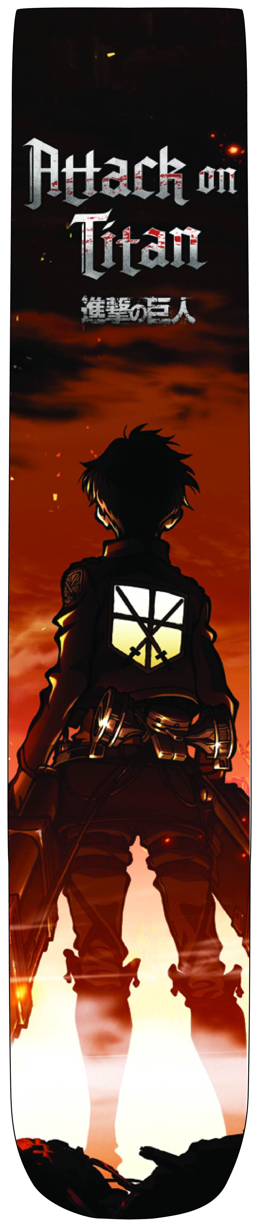 Attack On Titan Flames Logo Photoreal Crew Socks