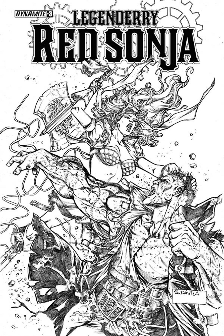 Legenderry Red Sonja #3 Cover B Incentive Sergio Fernandez Davila Black & White Cover