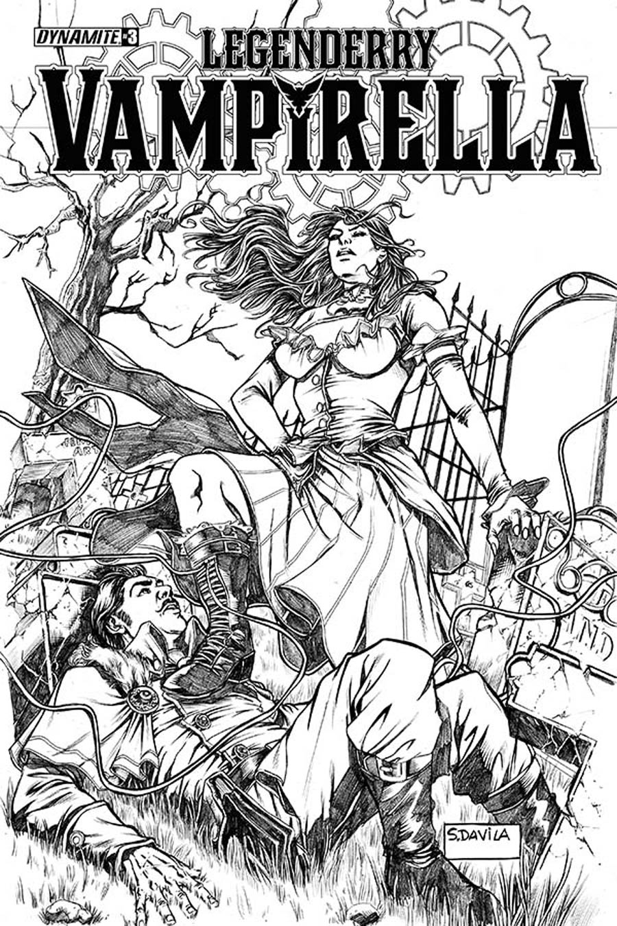 Legenderry Vampirella #3 Cover B Incentive Sergio Fernandez Davila Black & White Cover