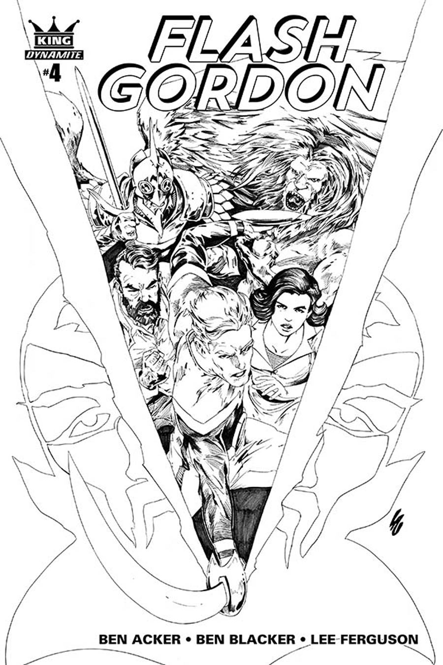 King Flash Gordon #4 Cover B Incentive Jonathan Lau Black & White Cover
