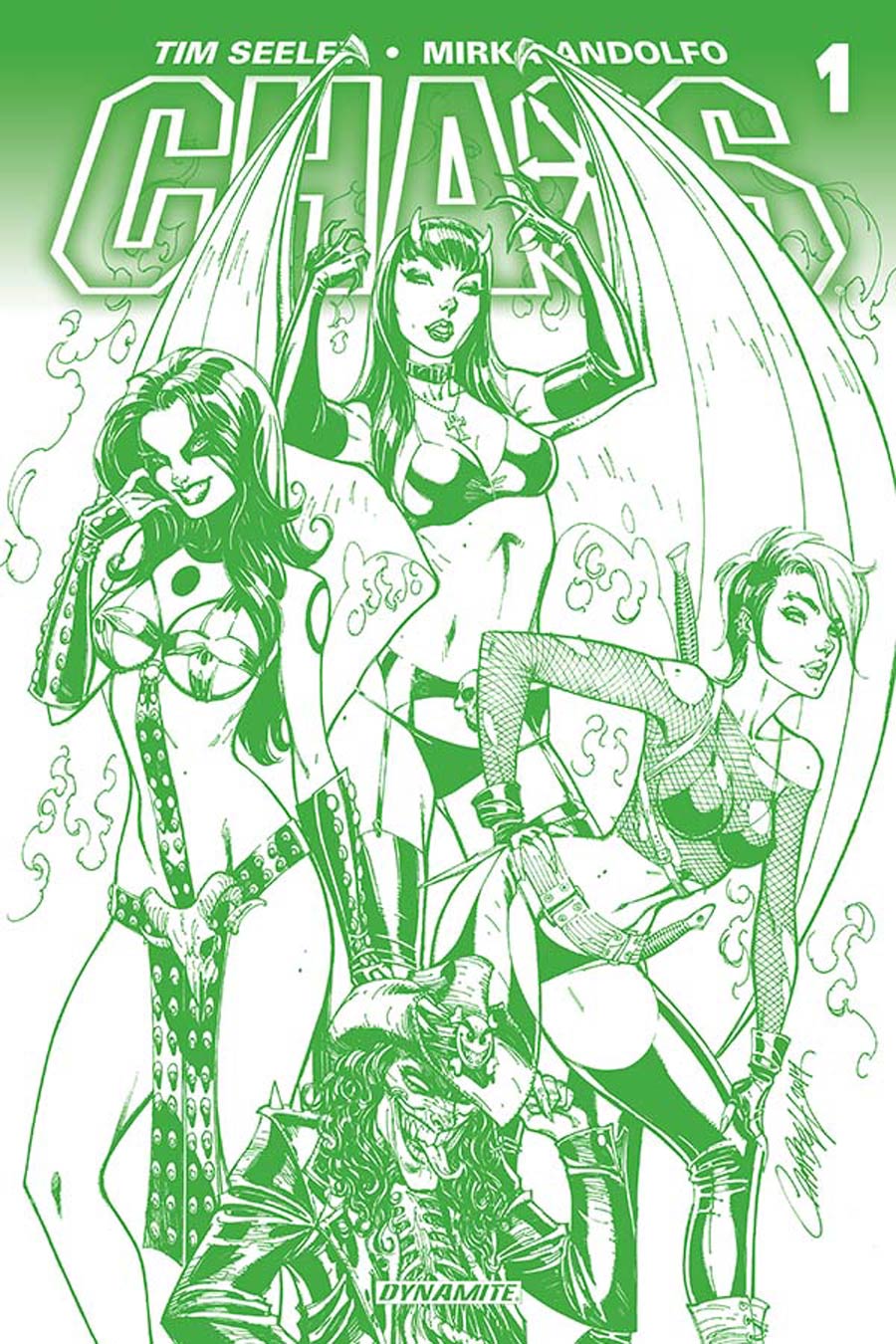 Chaos #1 Cover S High-End J Scott Campbell Chaotic Green Ultra-Limited Variant Cover (ONLY 50 COPIES IN EXISTENCE!)