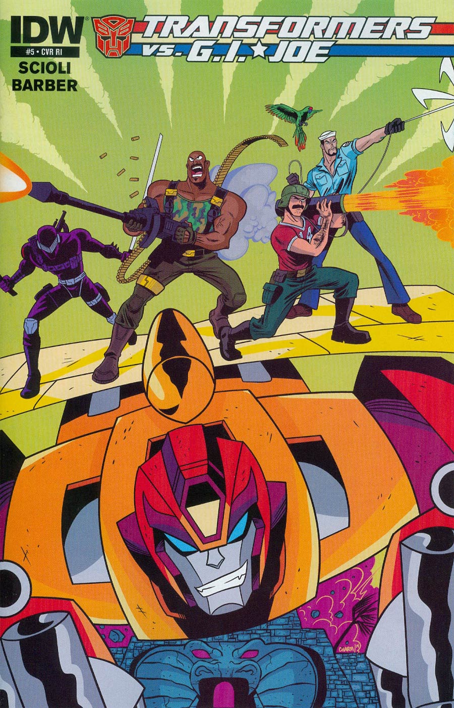 Transformers vs GI Joe #5 Cover C Incentive Derek Charm Connecting Variant Cover
