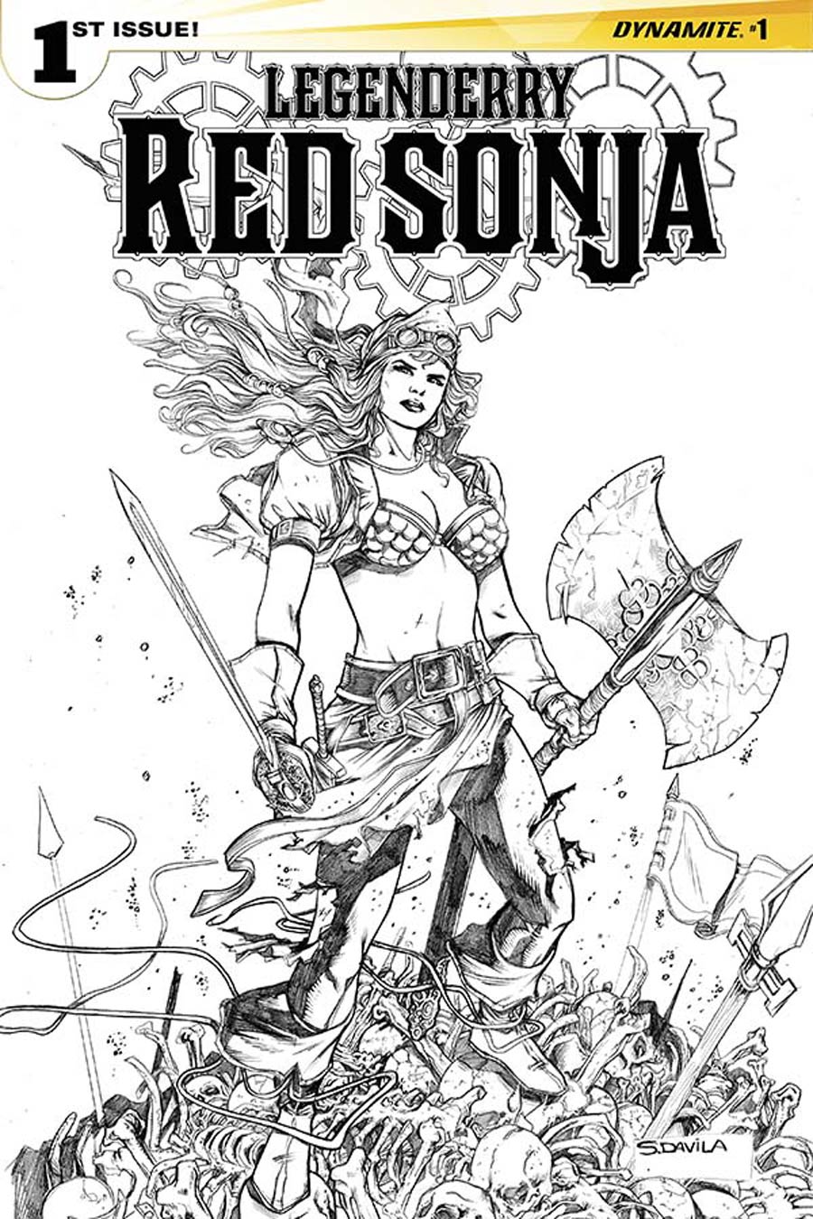 Legenderry Red Sonja #1 Cover D Incentive Sergio Davila Black & White Cover