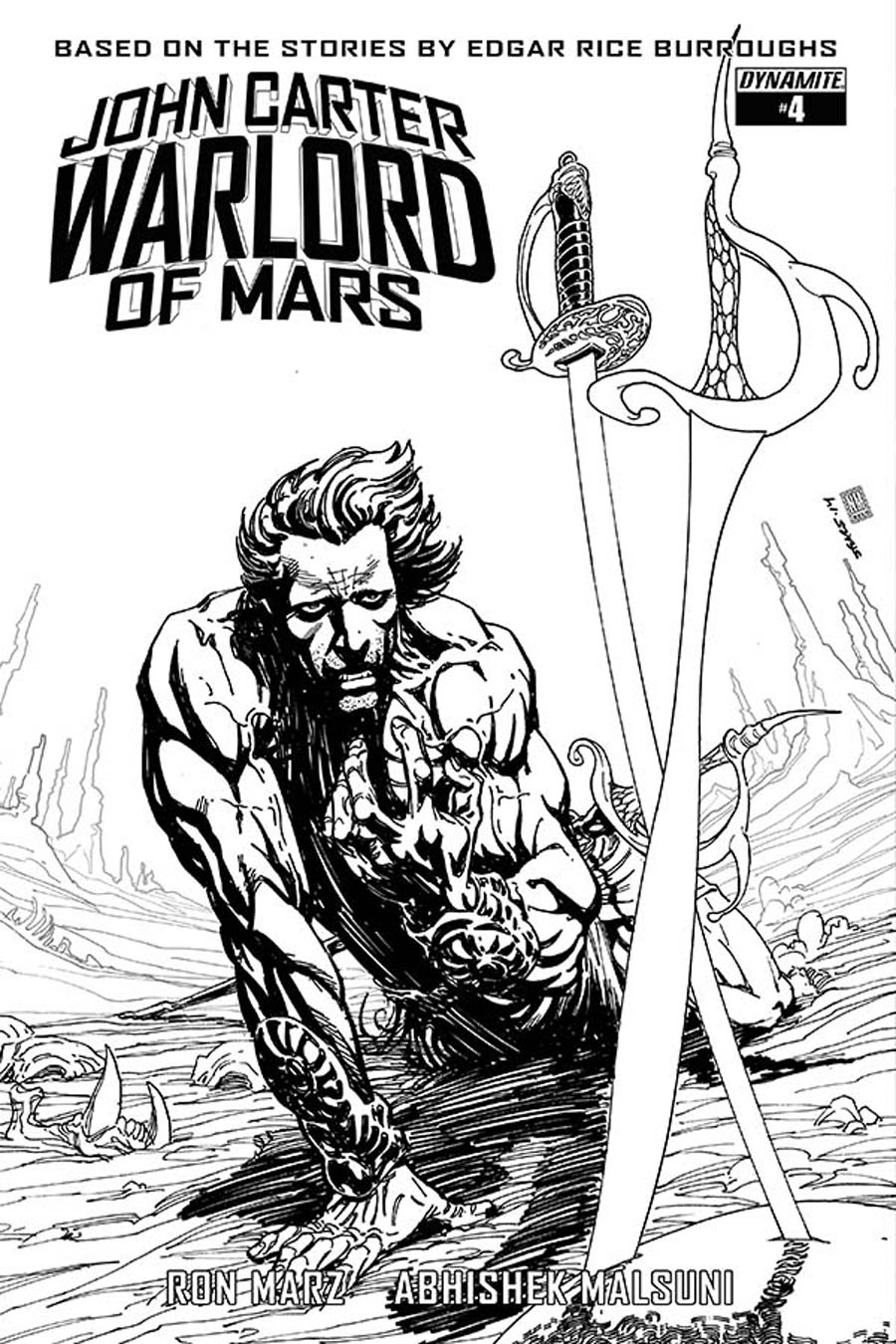 John Carter Warlord Of Mars Vol 2 #4 Cover E Incentive Bart Sears Black & White Cover