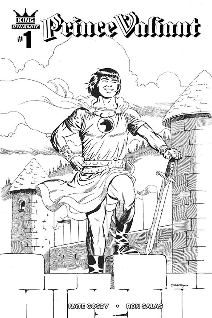 King Prince Valiant #1 Cover B Incentive Darwnyn Cooke Black & White Connecting Cover (3 Of 5)