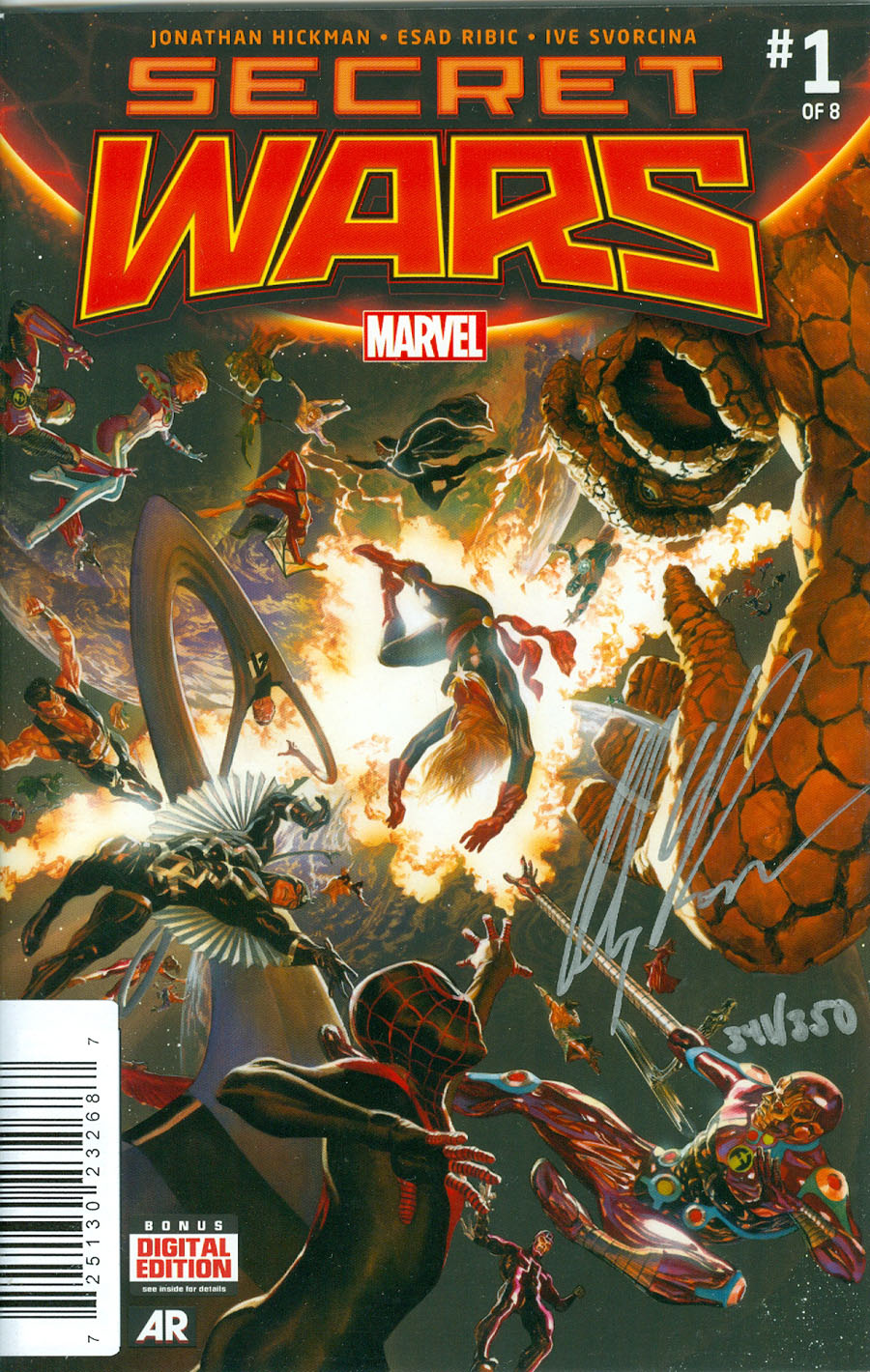 Secret Wars #1 Cover R DF Signed By Alex Ross