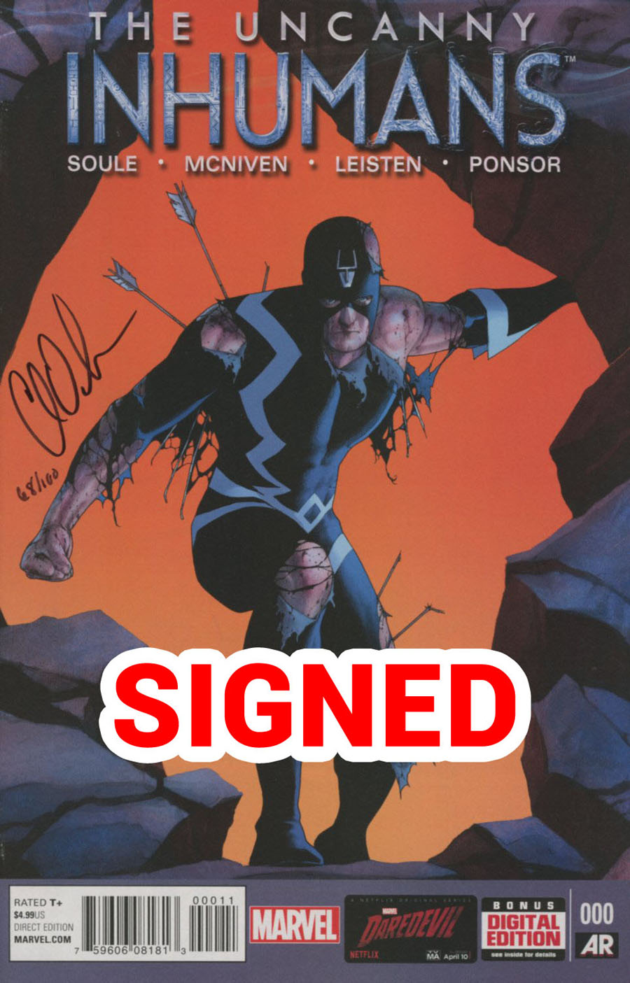 Uncanny Inhumans #0 Cover H DF Signed By Charles Soule