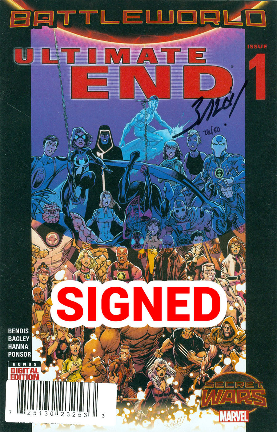 Ultimate End #1 Cover E DF Signed By Mark Bagley (Secret Wars Battleworld Tie-In)