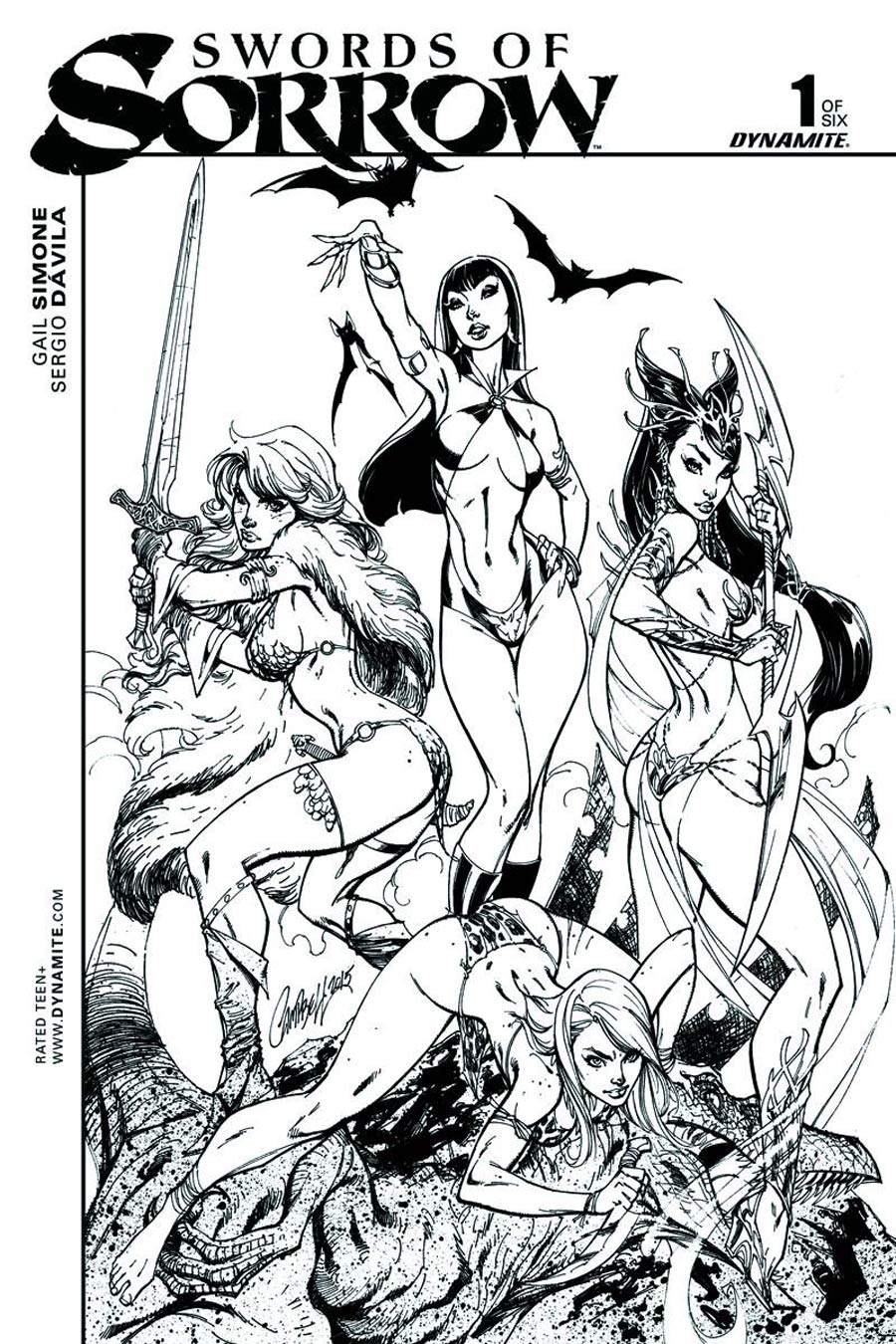 Swords Of Sorrow #1 Cover N Rare J Scott Campbell Black & White Cover