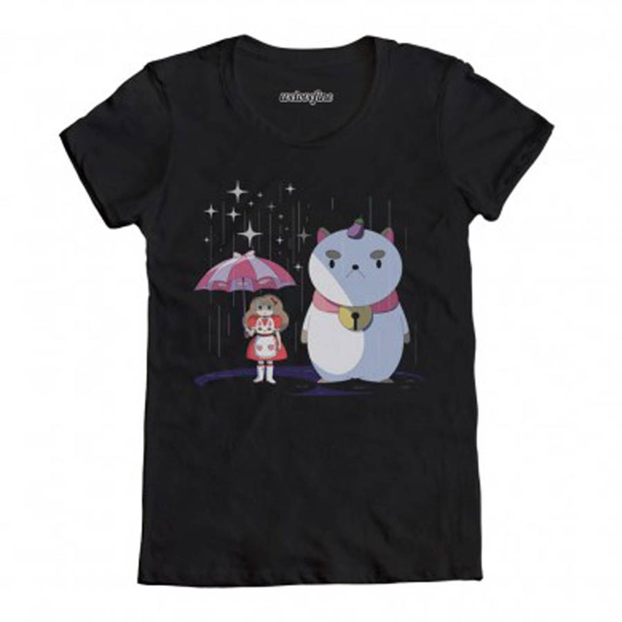 Bee And Puppycat Rain Black T-Shirt Large