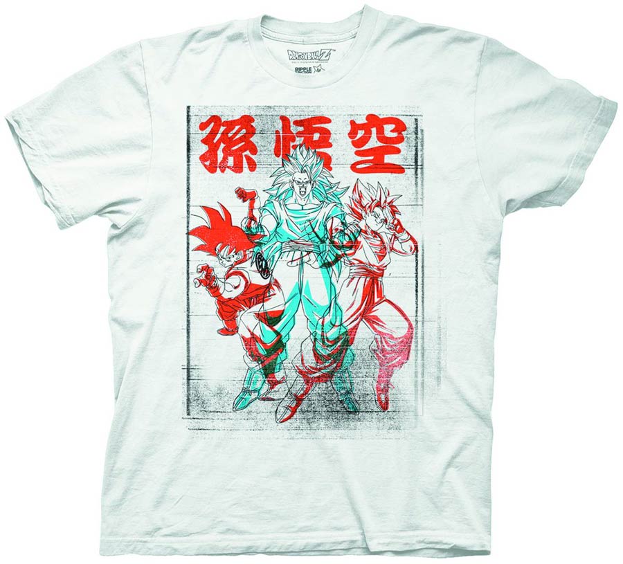 Dragon Ball Z Goku Tranformation Overlap White T-Shirt Large