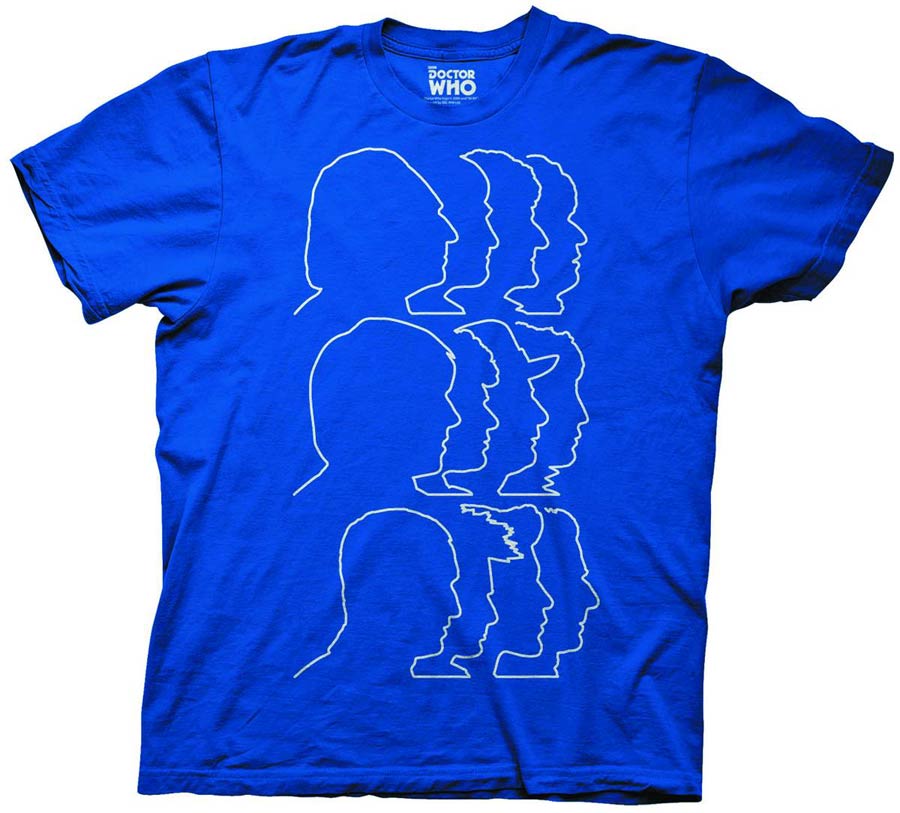 Doctor Who 12 Doctors Linked Linear Blue T-Shirt Large
