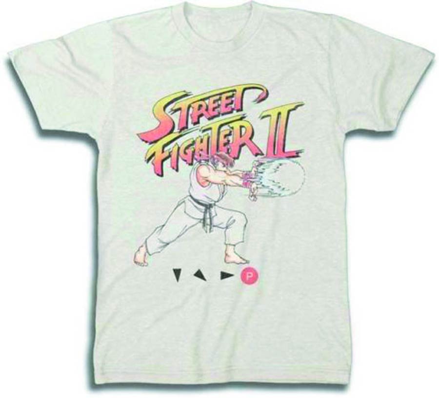 Street Fighter Ryu Hadoken Cream T-Shirt Large