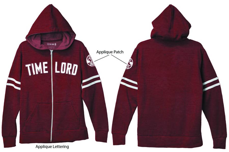 Doctor Who Vintage Time Lord Dark Red Hoodie Small