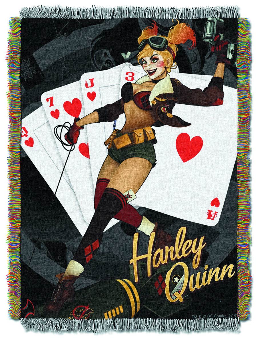 DC Bombshells Woven Tapestry Blanket Previews Exclusive - Harley Quinn