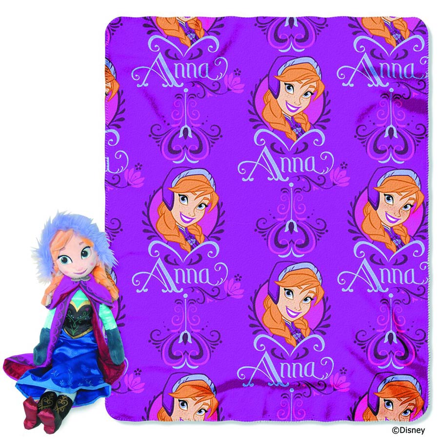 Frozen Hugger Plush Pillow With Fleece Throw Blanket - Anna