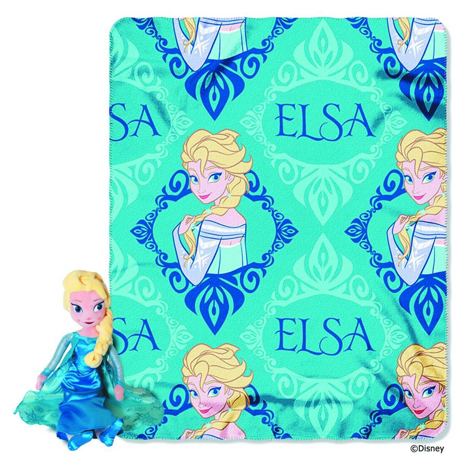 Frozen Hugger Plush Pillow With Fleece Throw Blanket - Elsa