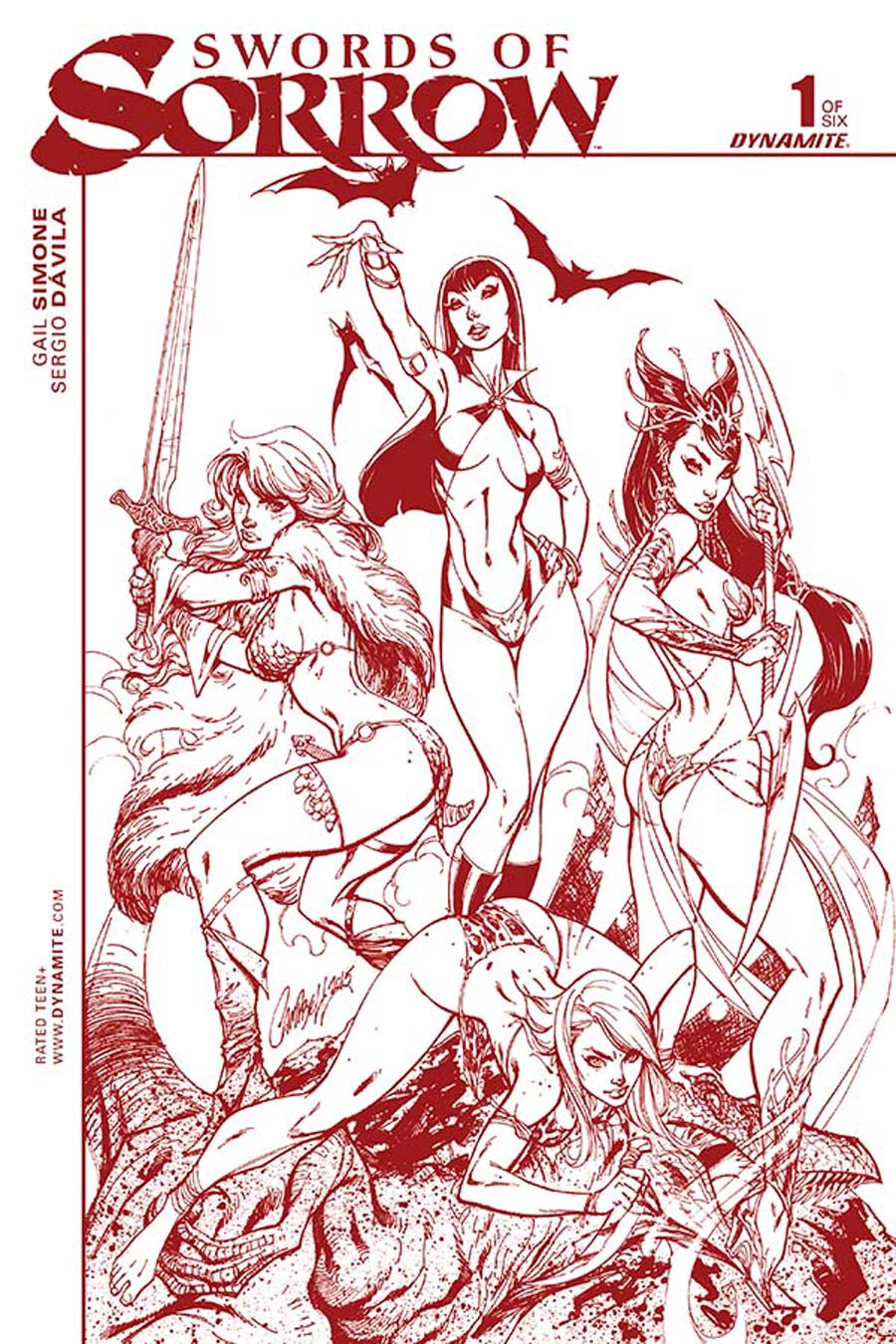 Swords Of Sorrow #1 Cover K Incentive J Scott Campbell Blood Red Cover