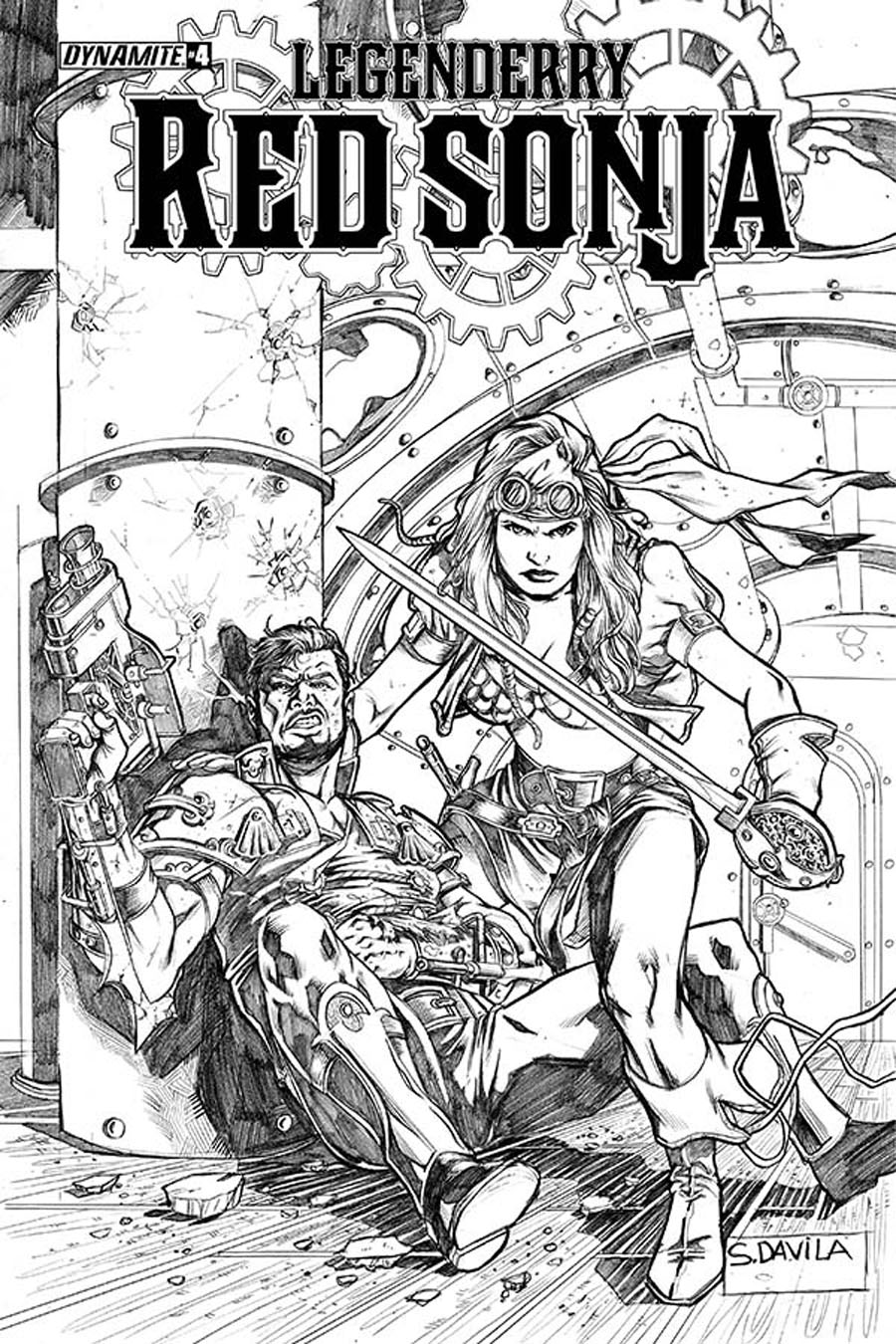 Legenderry Red Sonja #4 Cover B Incentive Sergio Fernandez Davila Black & White Cover