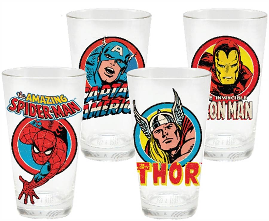 Marvel Comics 16-Ounce Glass Set Of 4