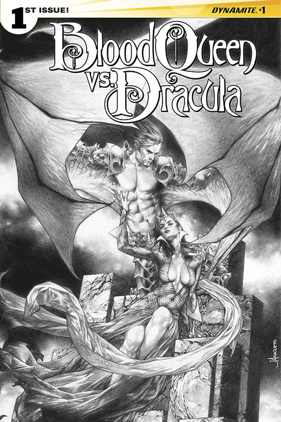 Blood Queen vs Dracula #1 Cover E Incentive Jay Anacleto Black & White Cover