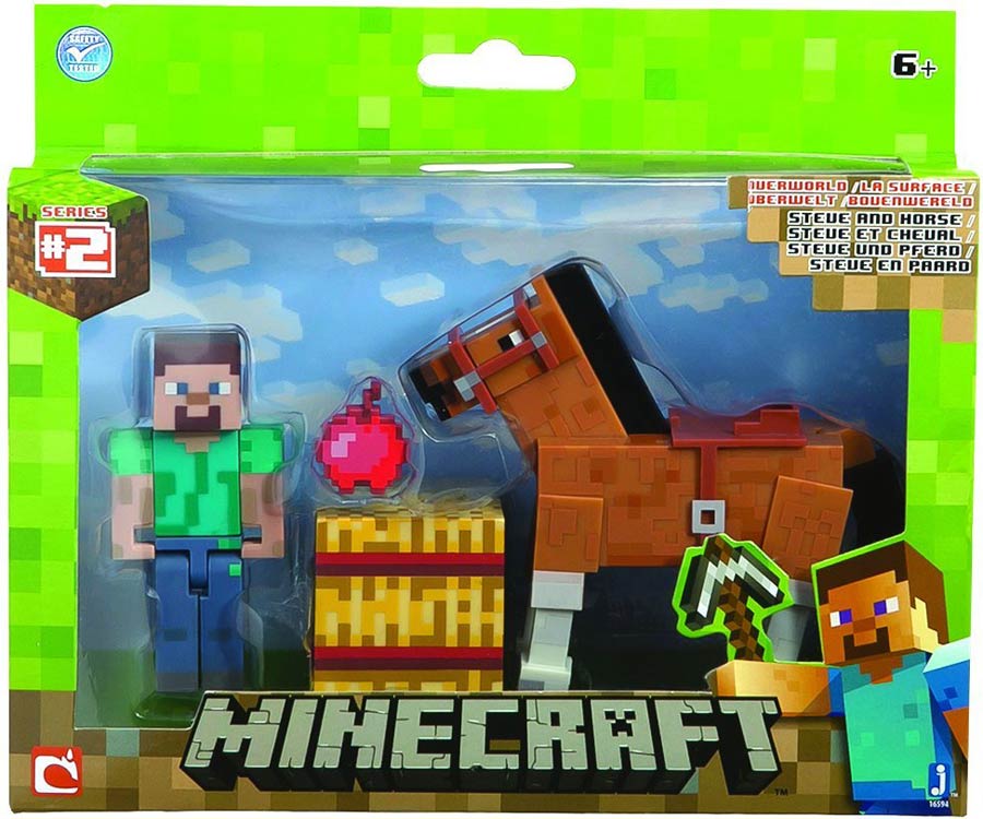 Minecraft 3-Inch Action Figure 2-Pack - Steve With Chestnut Horse