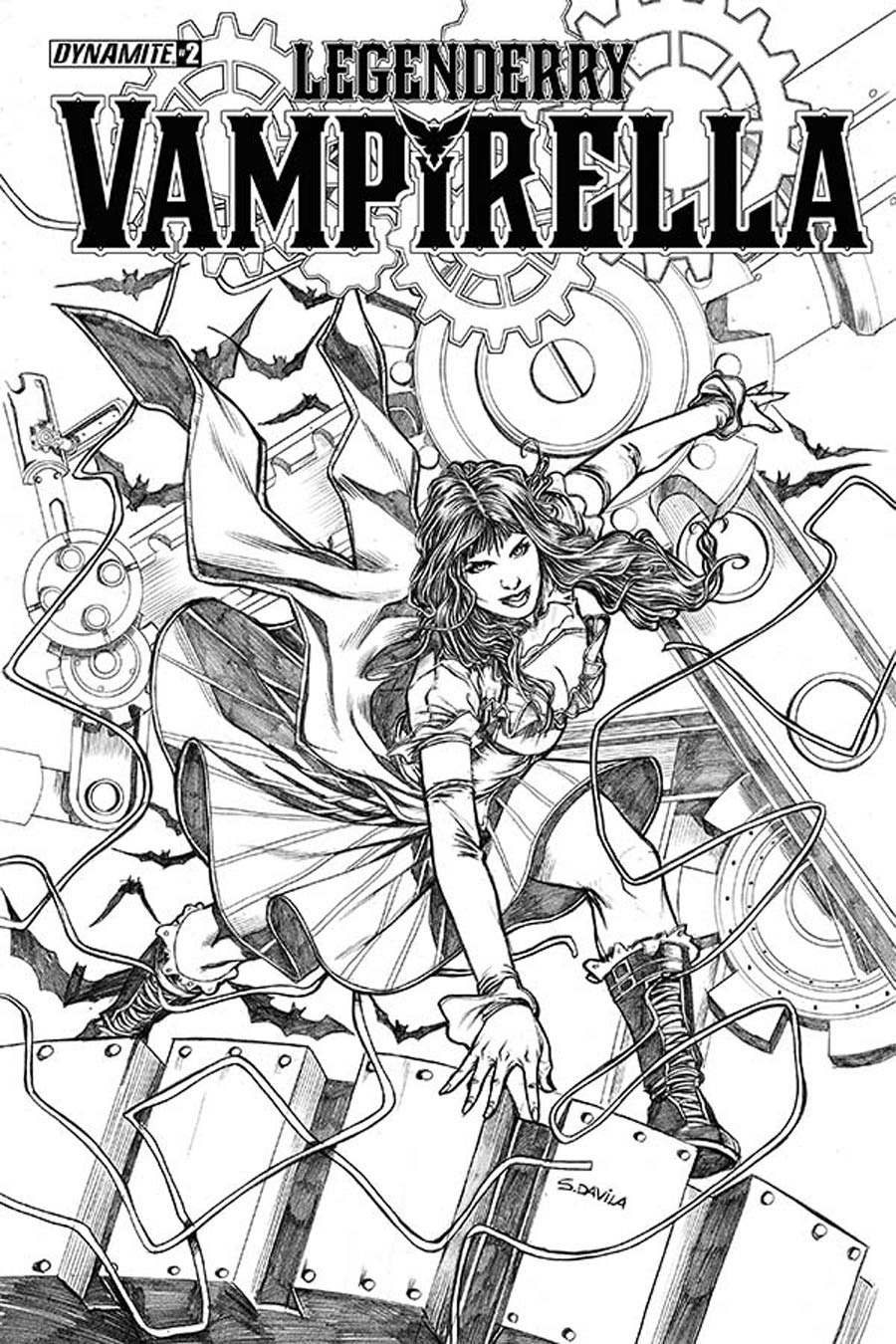 Legenderry Vampirella #2 Cover B Incentive Sergio Fernandez Davila Black & White Cover