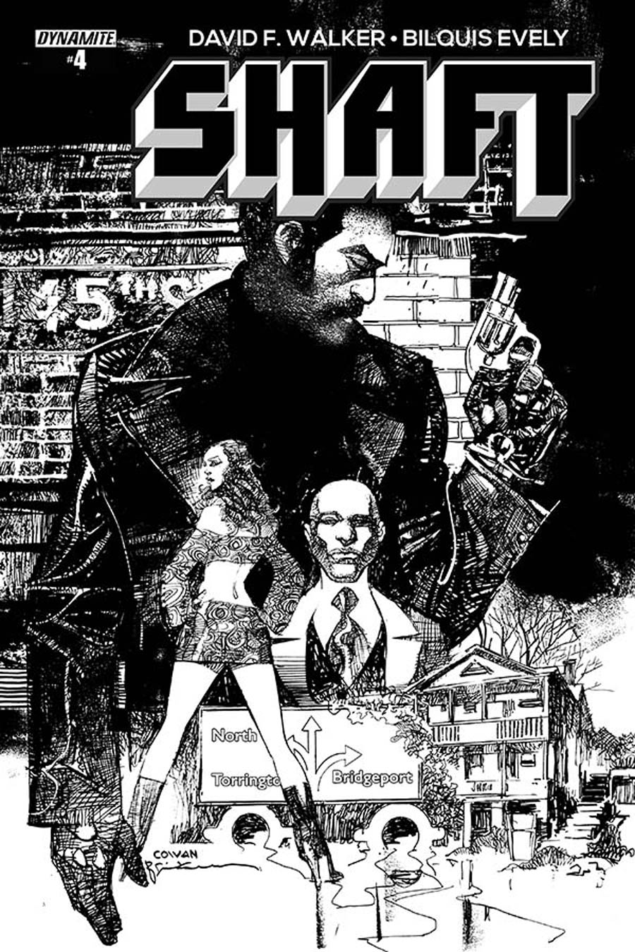 Shaft #4 Cover D Incentive Dennis Cowan & Bill Sienkiewicz Black & White Cover